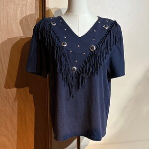 Elegant Navy Fringe Women's Tee